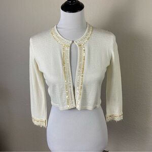 Absolu Cream Knit Sequin Bolero Sweater